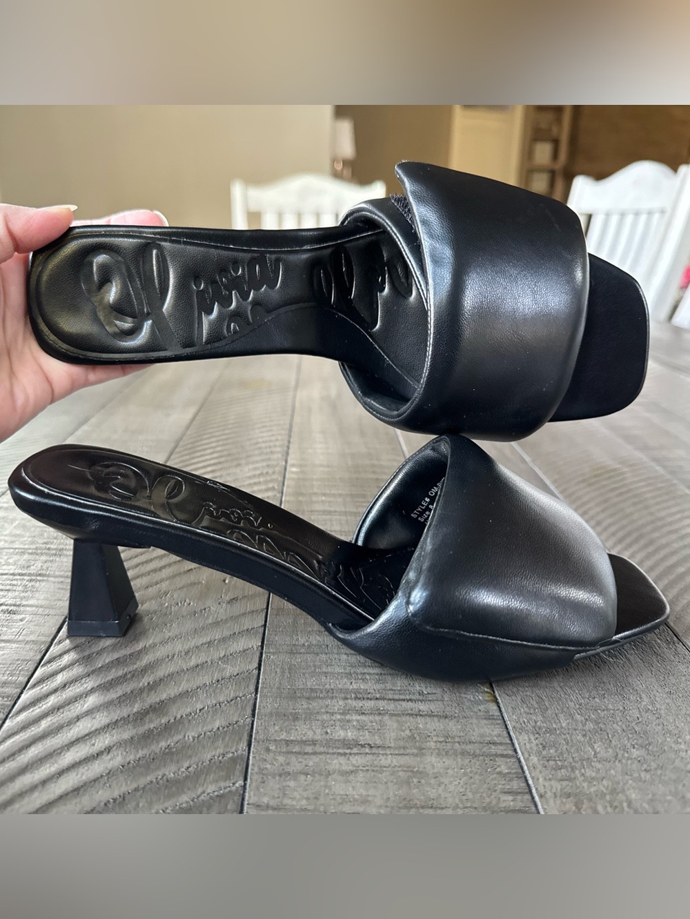 Olivia Miller Allure Black Slide Kitten Heel Puffy Sandal Women’s Size 8